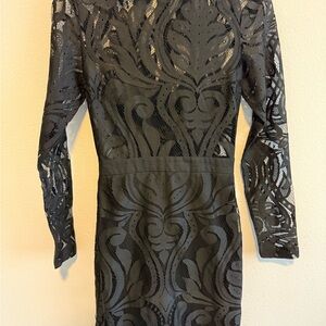 Black lace mini dress with built in cami bra